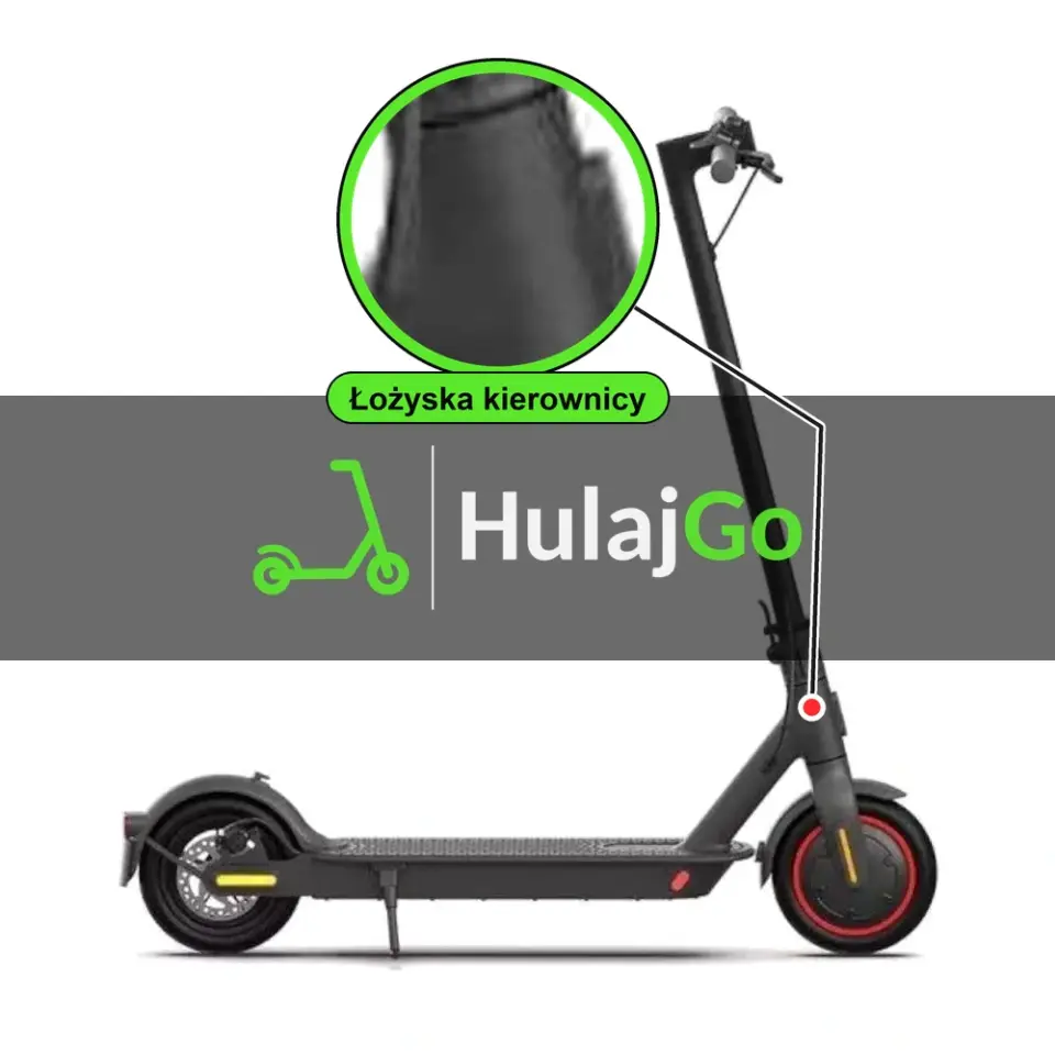 Xiaomi Mi Electric Scooter Pro 2 - w powiększeniu główka ramy z łożyskami kierownicy (wymiana łożysk kierownicy)