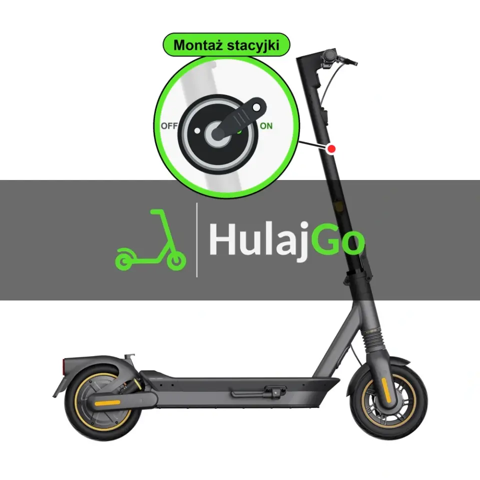 Segway Max G2 - w powiększeniu stacyjka z kluczykiem na kolumnie kierownicy (montaż stacyjki)
