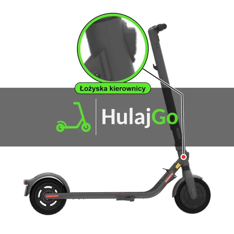 Segway-Ninebot E25 - w powiększeniu główka ramy z łożyskami kierownicy (wymiana łożysk kierownicy)