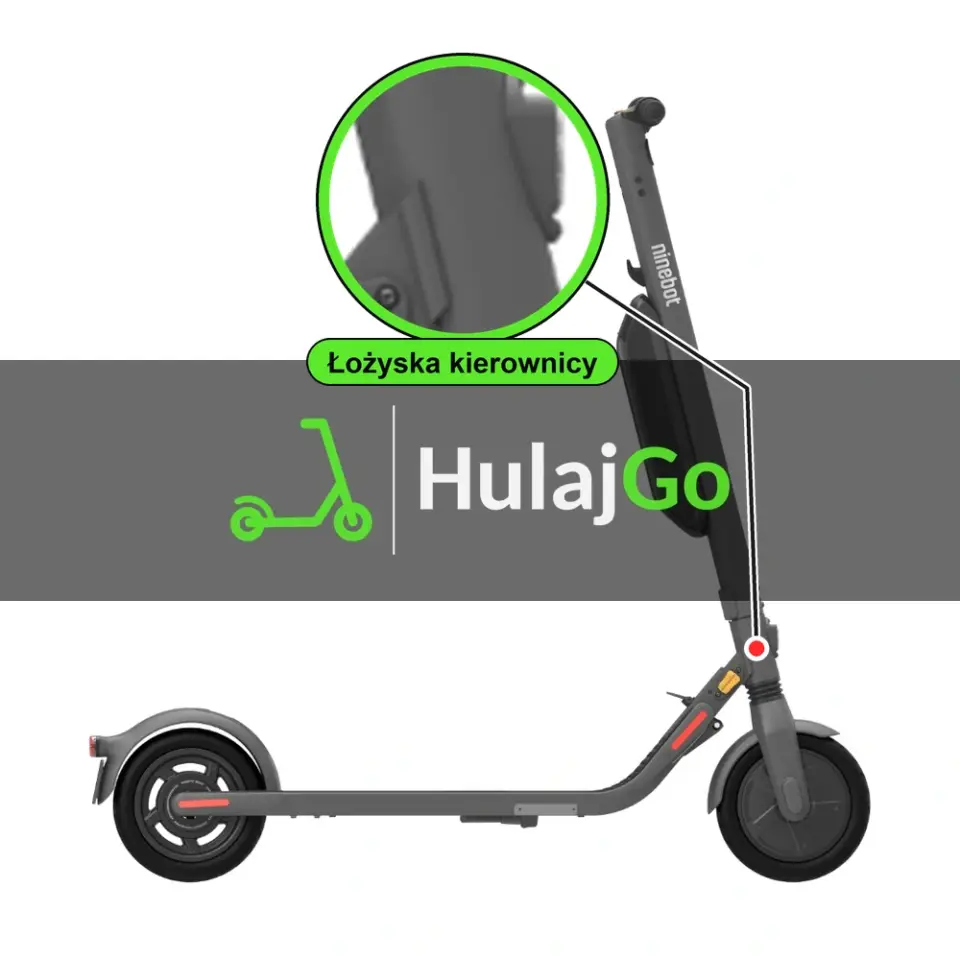 Segway-Ninebot E45 - w powiększeniu główka ramy z łożyskami kierownicy (wymiana łożysk kierownicy)