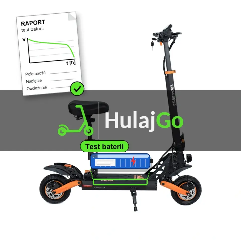 Kukirin G2 Pro - niebieska bateria i papierowy raport z krzywą rozładowania (test baterii)