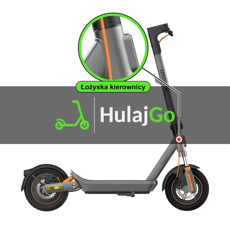 Xiaomi Mi Electric Scooter 6 Max - w powiększeniu główka ramy z łożyskami kierownicy (wymiana łożysk kierownicy)