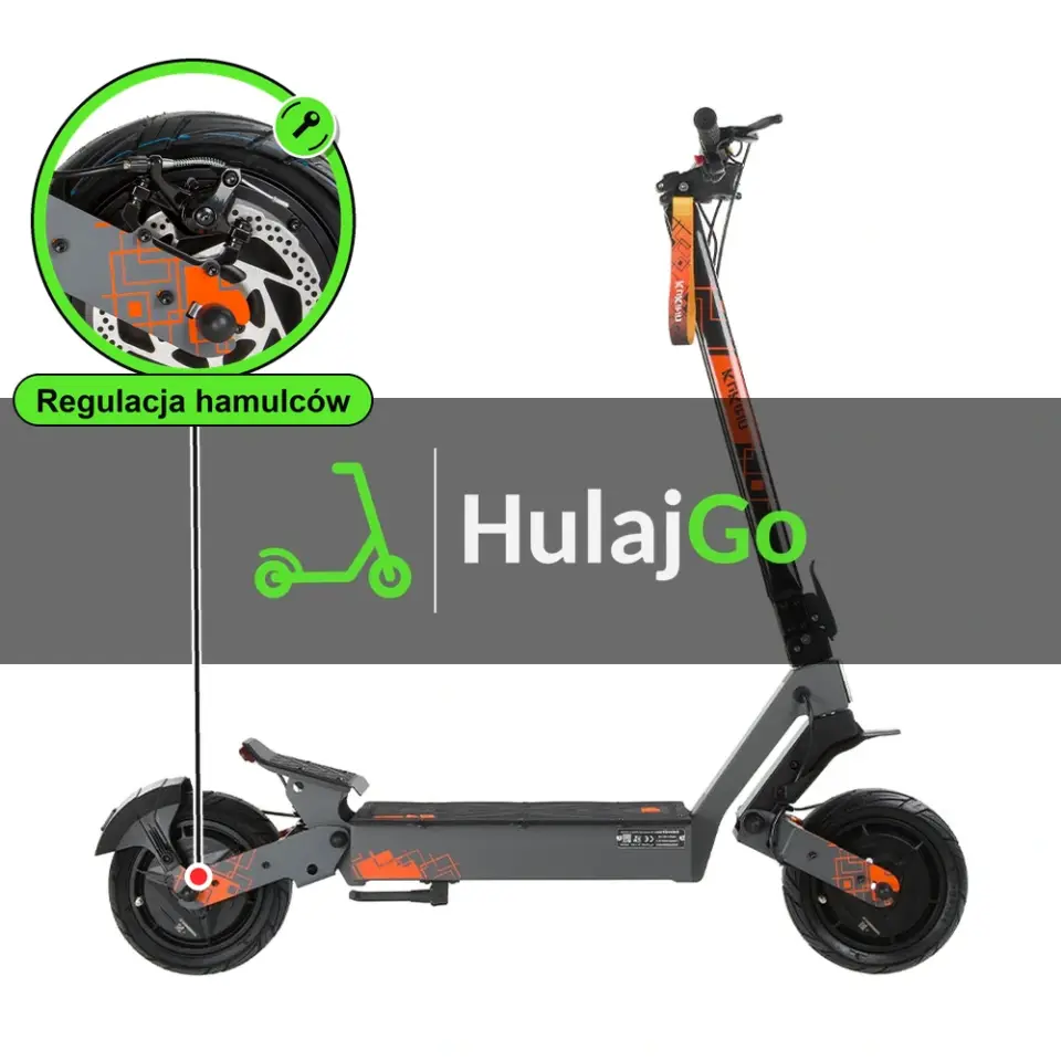 Kukirin G4 Ultra - w powiększeniu hamulec tarczowy (regulacja hamulców)
