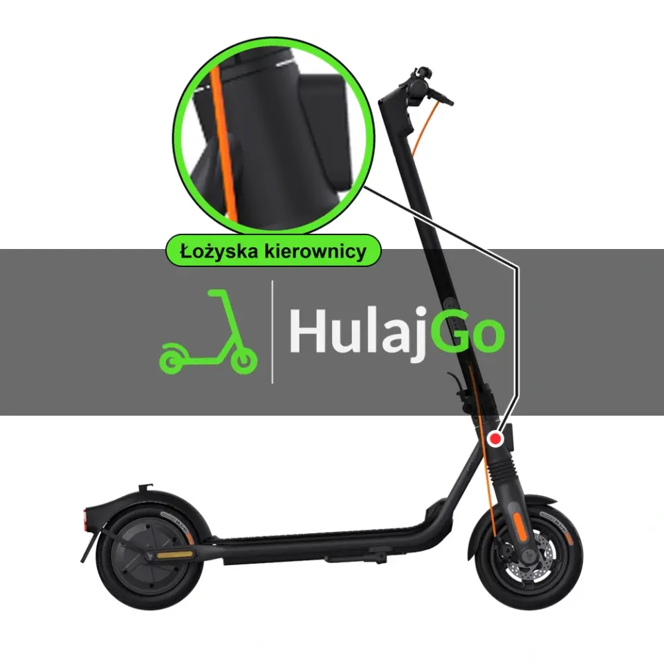 Segway-Ninebot F2 Pro - w powiększeniu główka ramy z łożyskami kierownicy (wymiana łożysk kierownicy)