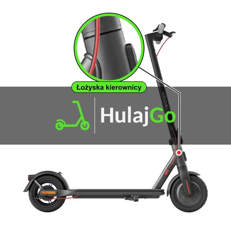 Xiaomi Mi Electric Scooter 4 Lite - w powiększeniu główka ramy z łożyskami kierownicy (wymiana łożysk kierownicy)