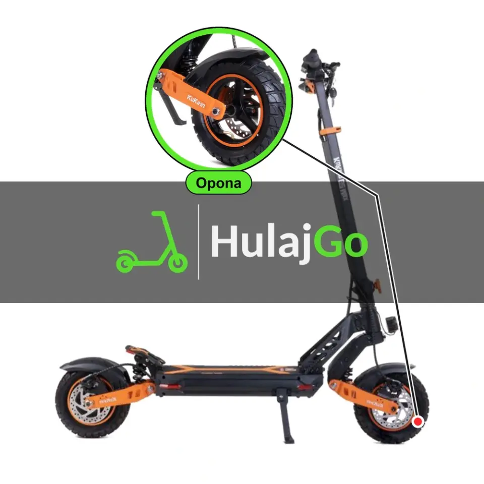 Kukirin G2 Max - w powiększeniu bieżnik opony (wymiana opony)