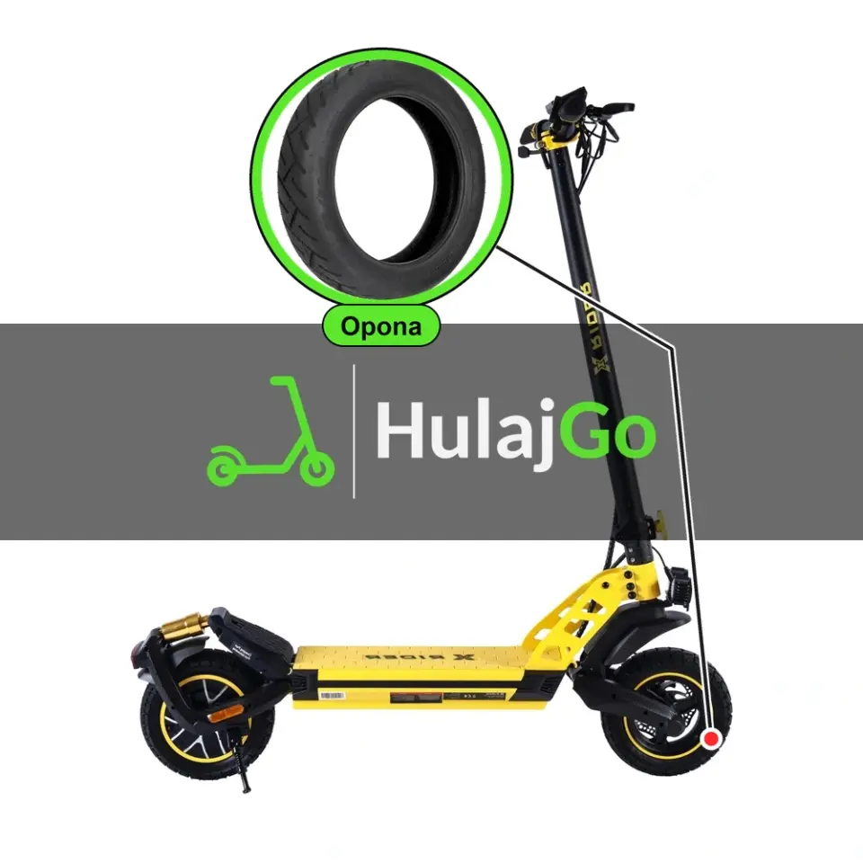 X-Rider F10 - w powiększeniu bieżnik opony (wymiana opony)