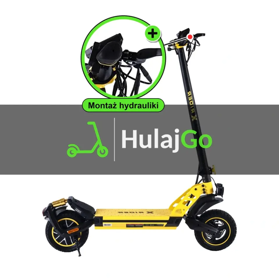 X-Rider F10 - w powiększeniu klamka hamulca (montaż hamulców hydraulicznych)