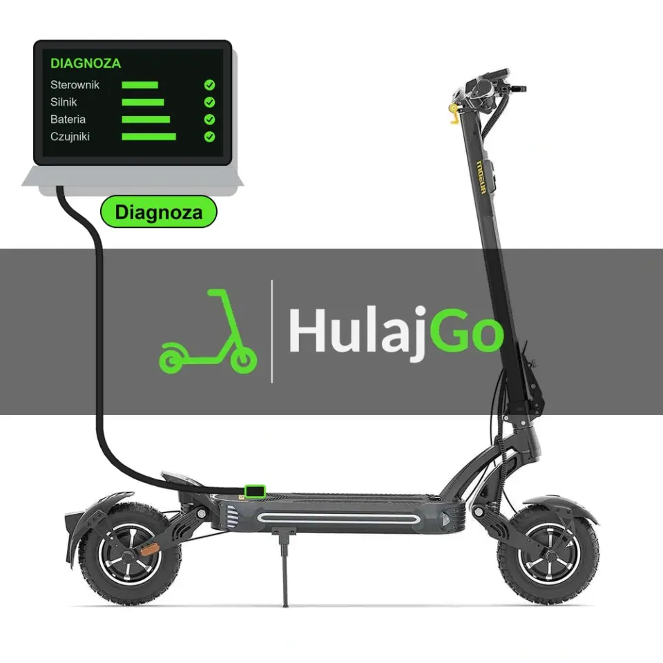 Ausom SR1 - laptop diagnostyczny podłączony przewodem do hulajnogi (diagnoza)
