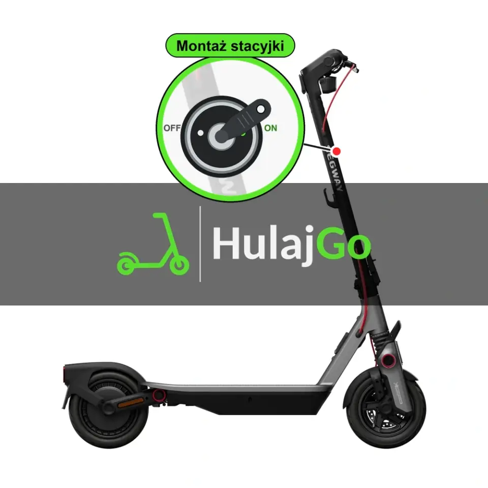Segway F3 - w powiększeniu stacyjka z kluczykiem na kolumnie kierownicy (montaż stacyjki)