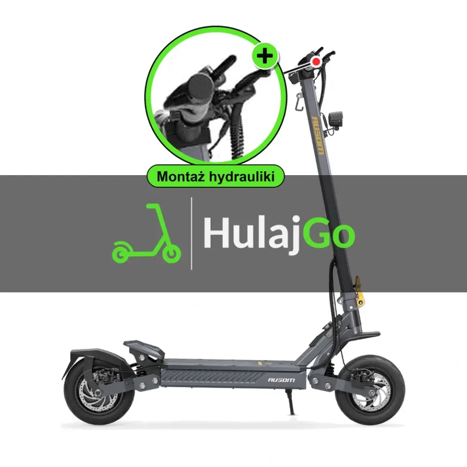 Ausom Gosoul 2 - w powiększeniu klamka hamulca (montaż hamulców hydraulicznych)