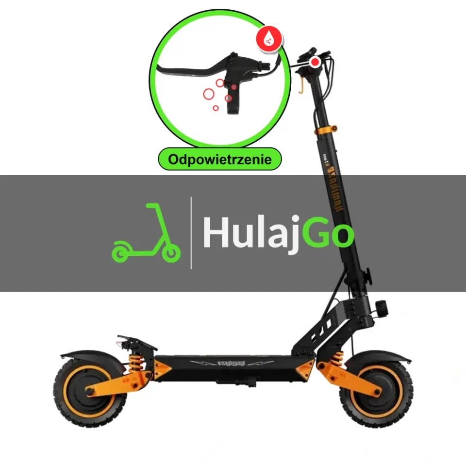 Kamikaze K1 Max - w powiększeniu klamka hamulca hydraulicznego (odpowietrzenie hamulców hydraulicznych)