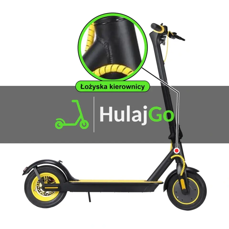 X-Rider M10 Light+ - w powiększeniu główka ramy z łożyskami kierownicy (wymiana łożysk kierownicy)