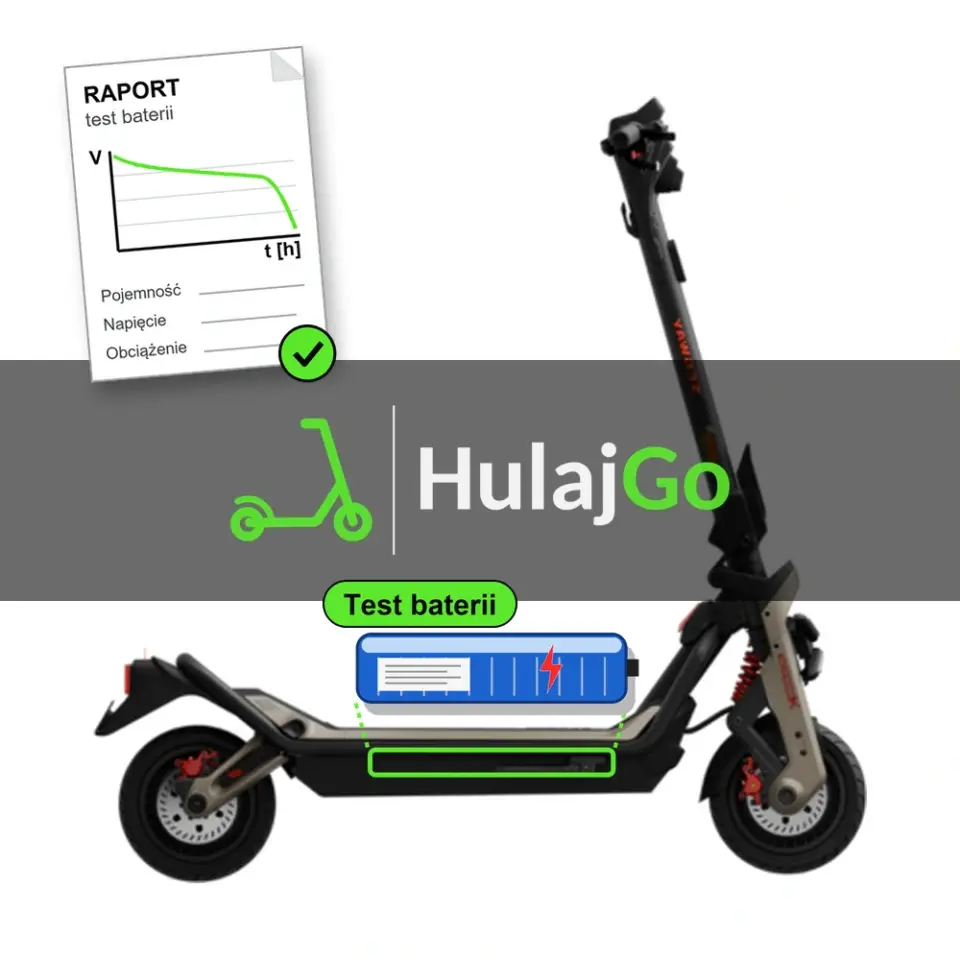 Segway GT3 Pro - niebieska bateria i papierowy raport z krzywą rozładowania (test baterii)