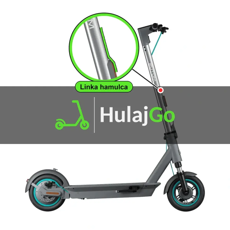Motus Scooty 10 Plus - w powiększeniu linka hamulca (wymiana linki hamulca)