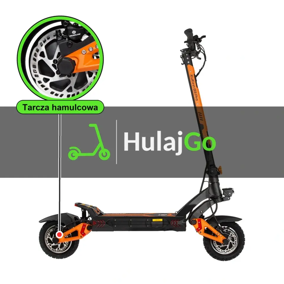 Kugoo Kirin G3 Pro - w powiększeniu tarcza hamulcowa (wymiana tarczy hamulcowej)