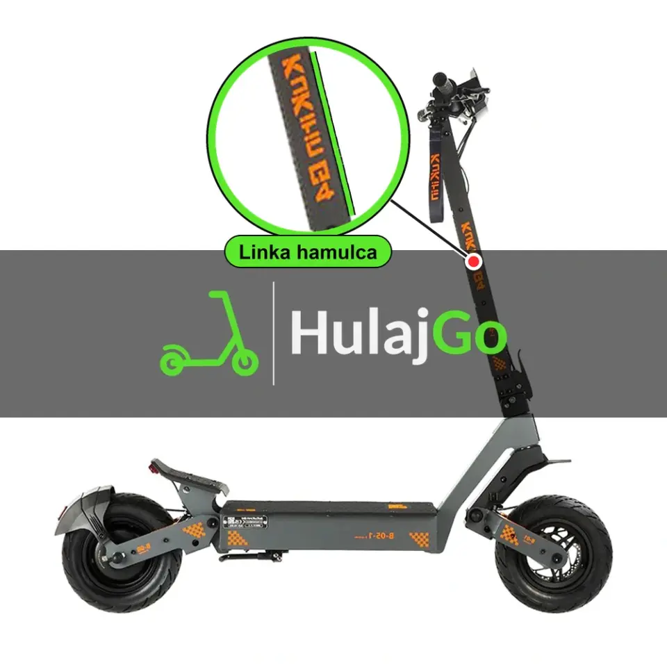 Kukirin G4 - w powiększeniu linka hamulca (wymiana linki hamulca)